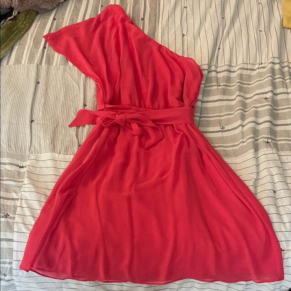 Express One-Shoulder Coral Dress